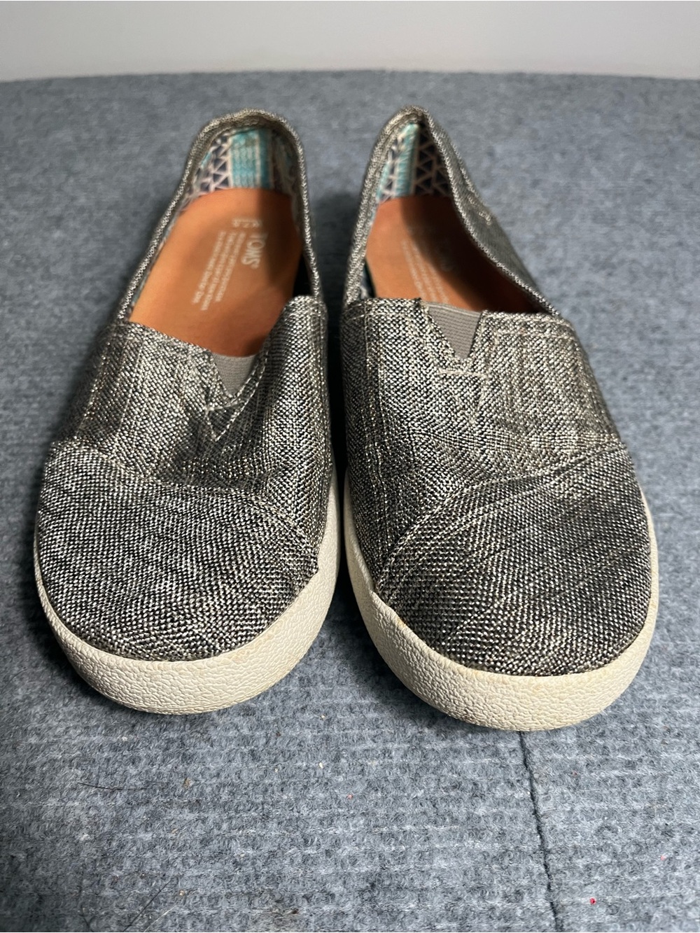 Toms Kids Metallic Silver Slip-On Sneakers